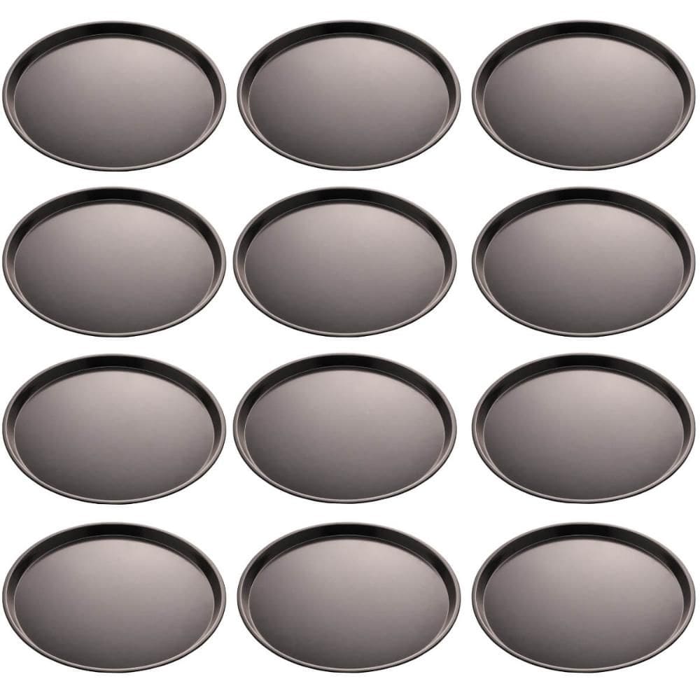 12 Formas para Pizza 36x1,5cm Assadeiras Antiaderentes Lyor Pizzaria Preta Aço Carbono