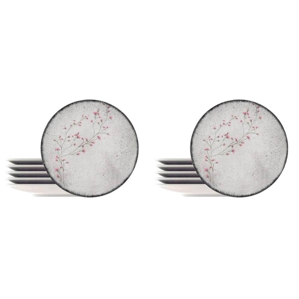 Kit 12 Pratos Rasos Porcelana 25cm Tramontina Floralis Decorada Mesa Posta Eventos