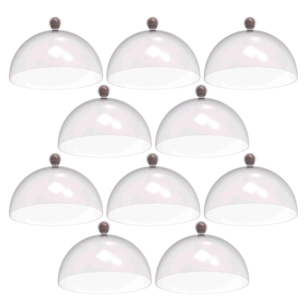 Conjunto 8 Cúpulas para Bolos Doces de Plástico 30cm Amêndoa Padaria Hotel Crippa