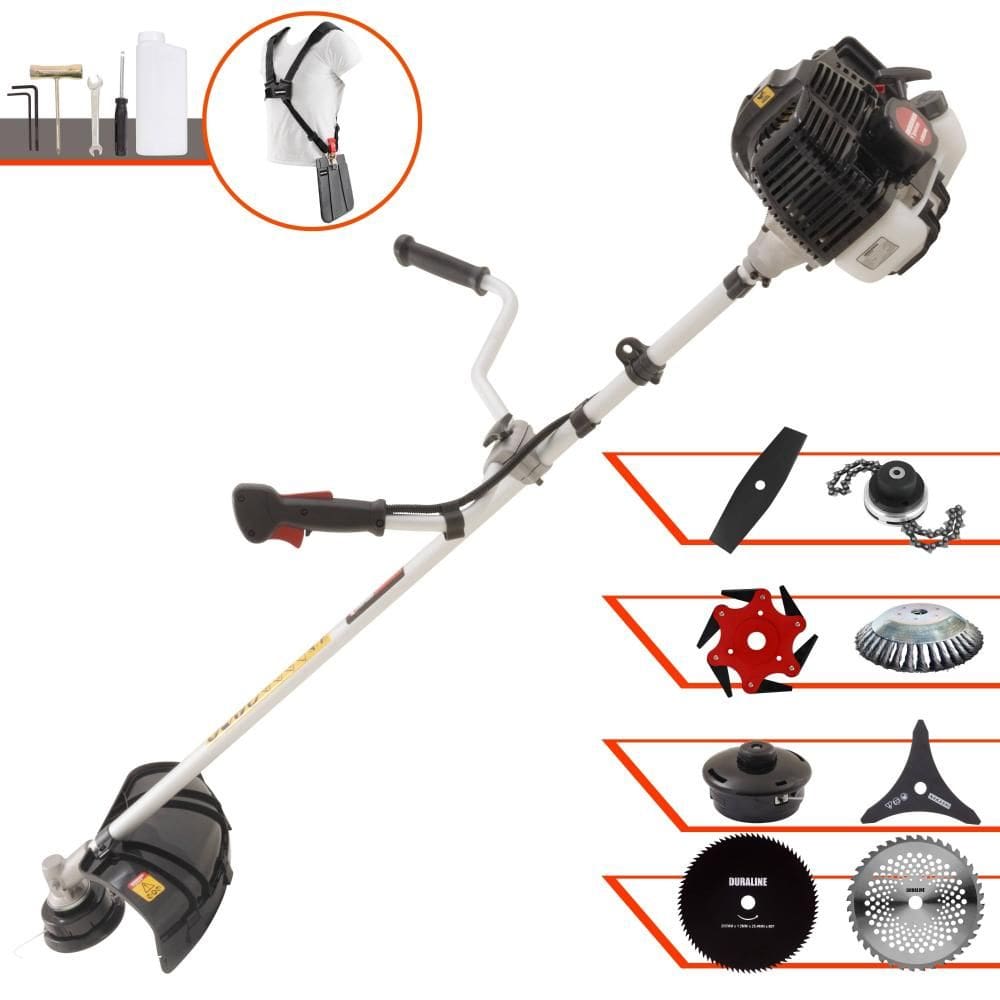 Cortador de Grama Completa À Gasolina Kawashima KW52LE 2 Tempos 52cc 2,5HP Alta Performance Roçadeira Com Carretel de Nylon e Kit de 7 Opções de Corte