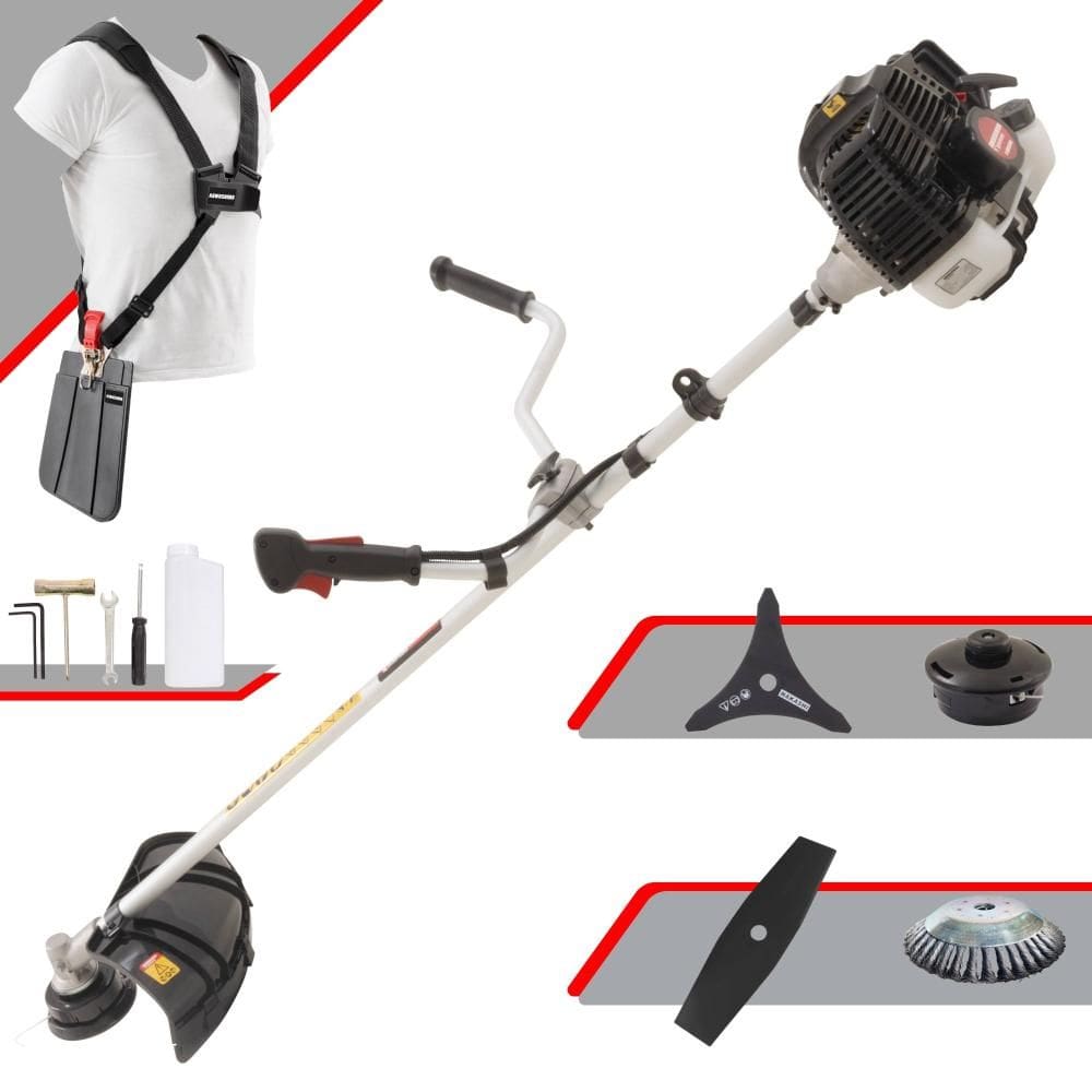 Aparador de Grama À Gasolina Kawashima KW52LE 52cc 2,5HP 2T Completa Com Carretel de Nylon + Faca 2 Pontas + Faca 3 Pontas + Escova Rotativa de Aço