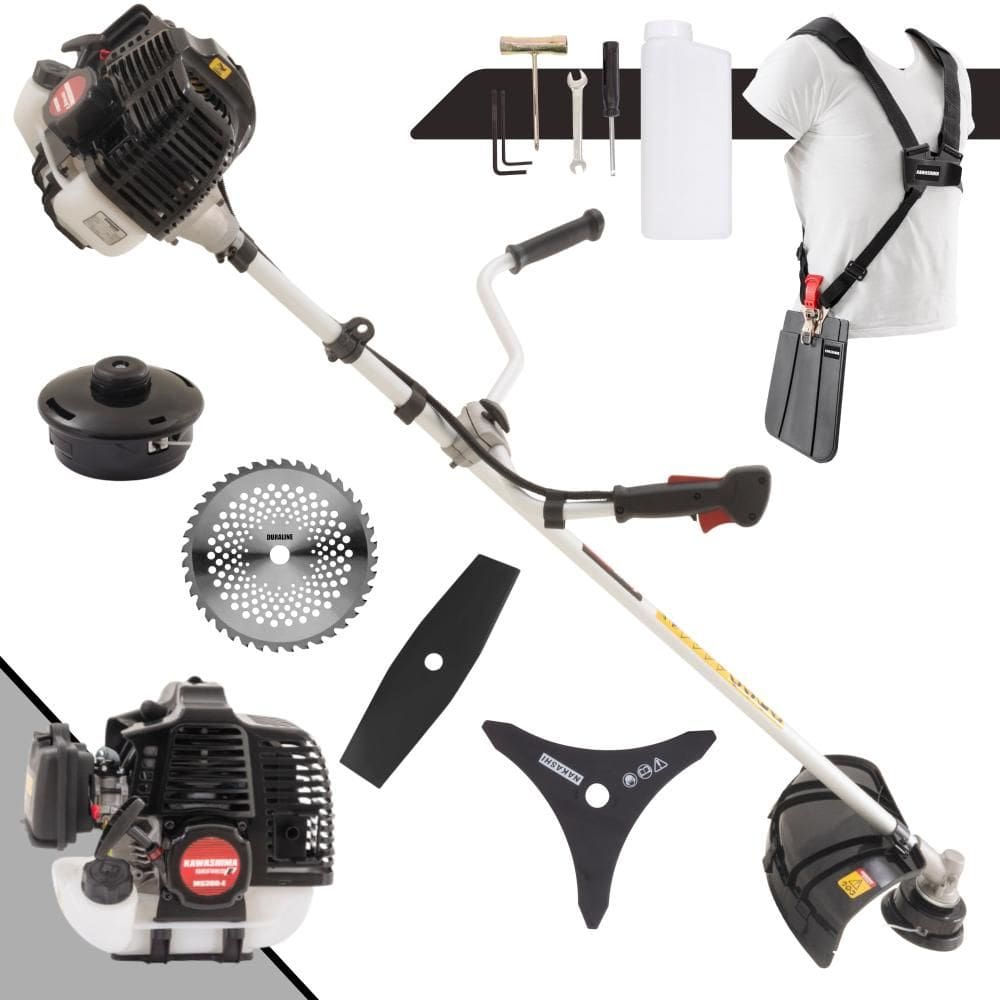Roçadeira Lateral Kawashima KW52-LE Motor 2 Tempos 52cc 10.000rpm 2,5HP de Potência Com Carretel e Faca 3 Pontas + Faca 2 Pontas + Faca 40 Dentes