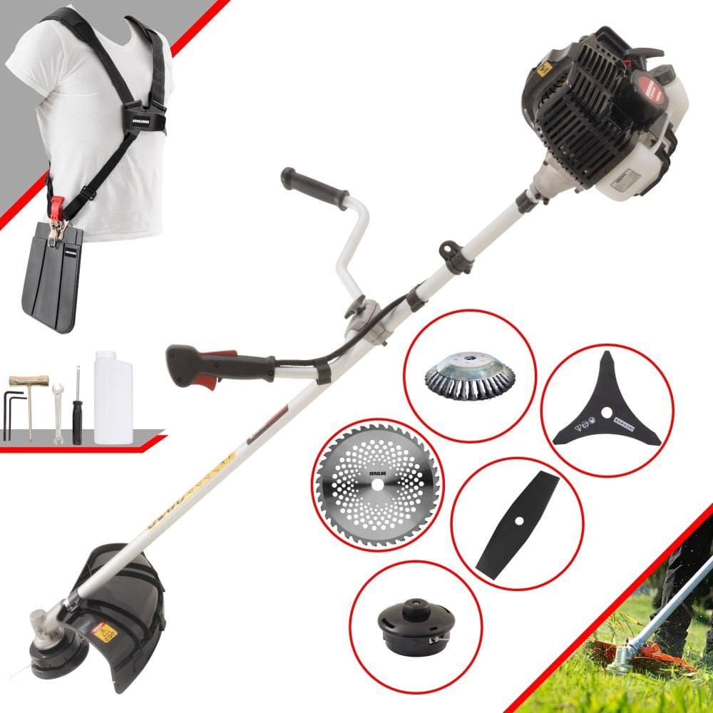 Roçadeira Multifuncional Kawashima KW52LE 52cc 10.000rpm 2,5HP Com Carretel e Lâmina 3 Pontas + Lâmina Facão + Lâmina 40 Dentes + Disco Escova de Aço