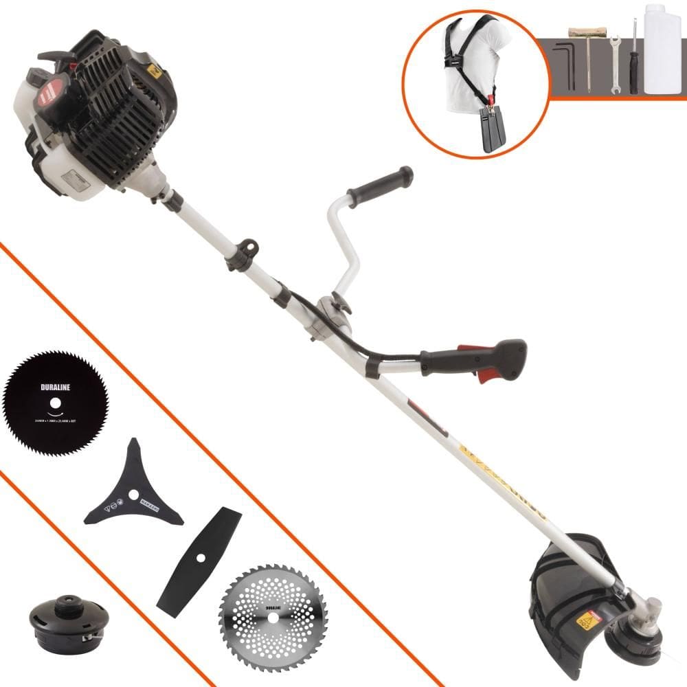 Roçadeira Lateral Kawashima KW52-LE À Gasolina 2T 52cc 2,5HP 10.000rpm Robusta e de Alta Performance Com Carretel de Nylon e Kit 4 Lâminas de Cortes