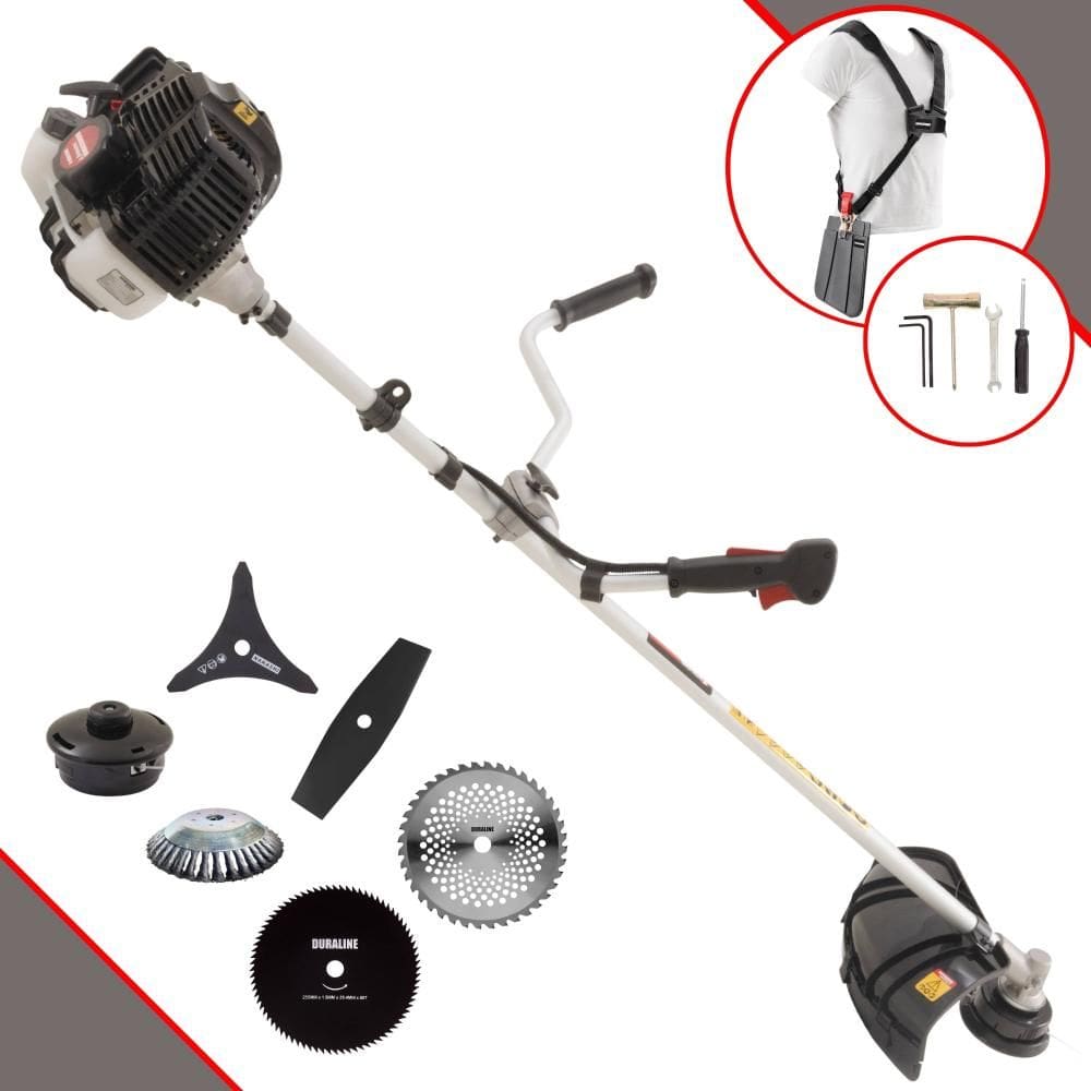 Roçadeira Kawashima KW52LE 52cc 2,5HP Com Carretel e Lâmina 3 Pontas + Lâmina 2 Pontas + Lâmina 40 Dentes Vídea + Lâmina 80 Dentes + Escova de Aço