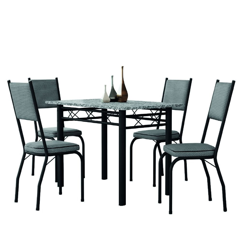 Conjunto Sala De Jantar Mesa Tampo Granito 1,20m Com 4 Cadeiras Diana Artefamol