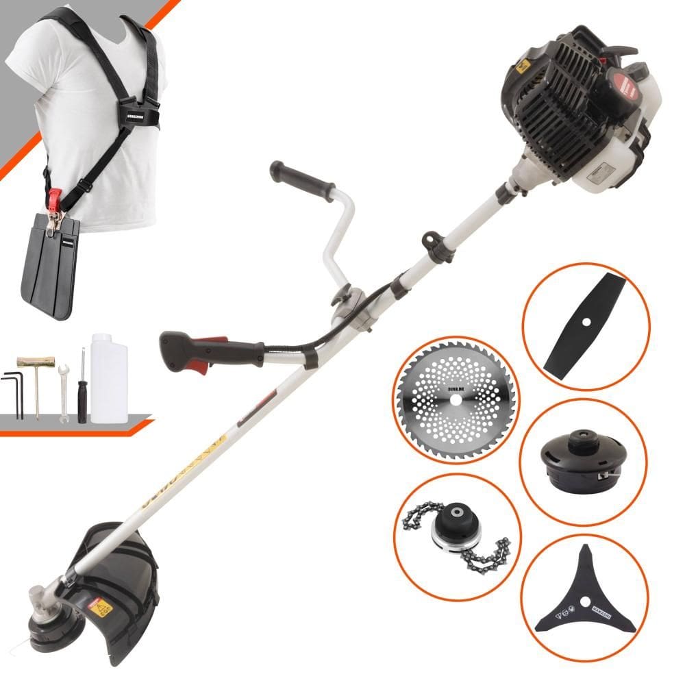 Roçadeira Profissional Completa Kawashima KW52LE À Gasolina 2 Tempos 52cc 2,5HP de Potência Alta Rotação Com Carretel Nylon + Kit 4 Lâminas de Cortes