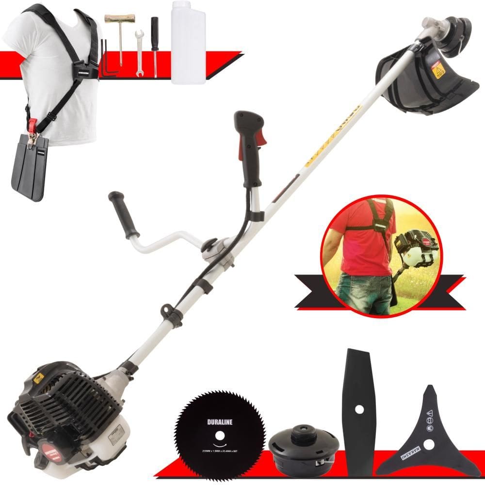 Roçadeira Robusta Kawashima KW52LE À Gasolina 2T 52cc 2,5HP de Alta Performance Com Carretel e Faca 3 Pontas + EXTRA Faca 2 Pontas e Faca 80 Dentes