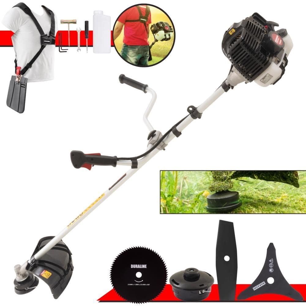 Roçadeira Profissional Completa Kawashima KW52-LE À Gasolina 2 Tempos 52cc 10.000rpm 2,5HP de Potência Com Kit 3 Lâminas de Corte e Cabeçote de Nylon