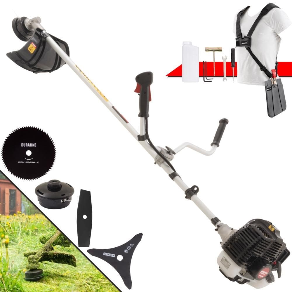 Roçadeira Lateral À Gasolina KW52LE Kawashima 52cc 2,5HP Alta Rotação Completa 4 Em 1 Com Carretel + Faca 2 Pontas + Faca 3 Pontas + Faca 80 Dentes