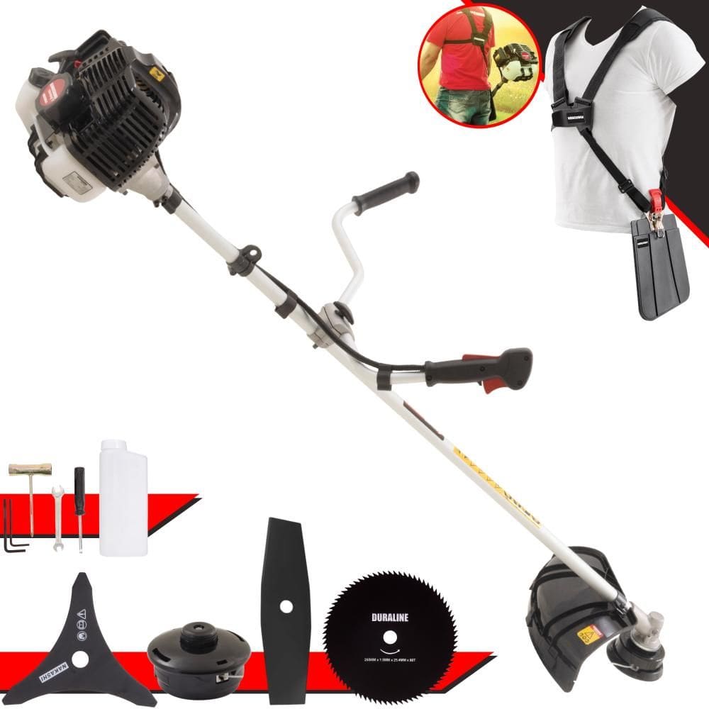 Roçadeira Aparador de Grama À Gasolina Kawashima KW52LE 52cc 2,5HP 2T Completa Com Carretel de Nylon + Faca 2 Pontas + Faca 3 Pontas + Faca 80 Dentes