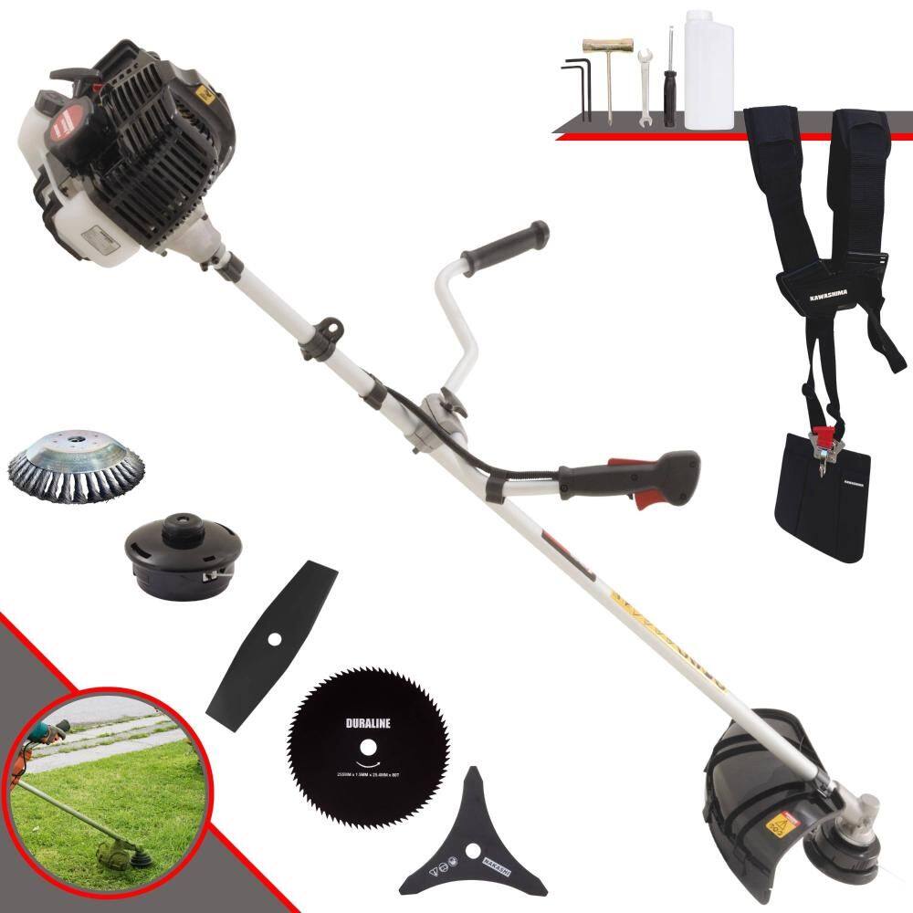 Roçadeira Profissional Lateral Kawashima KW52LE À Gasolina 52c 2,5HP 2T + Faca 2 Pontas 330mm + Faca 80 Dentes 255mm + Escova Rotativa 38 Cerdas