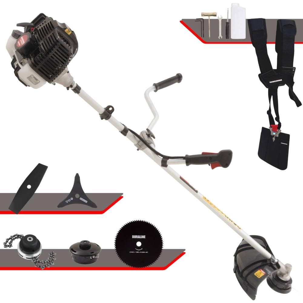 Roçadeira À Gasolina KW52-LE 2T 52cc 2,5HP de Alta Performance Completa Com Carretel e Faca 3 Pontas + EXTRA Faca 2 Pontas, Faca 80 Dentes e Trimmer