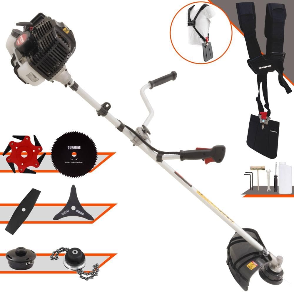Roçadeira Profissional À Gasolina KW52-LE 52cc 2,5HP Com Carretel e Lâmina 3 Pontas + EXTRA Lâmina Facão, Lâmina 6 Pontas, Lâmina 80 Dentes e Trimmer