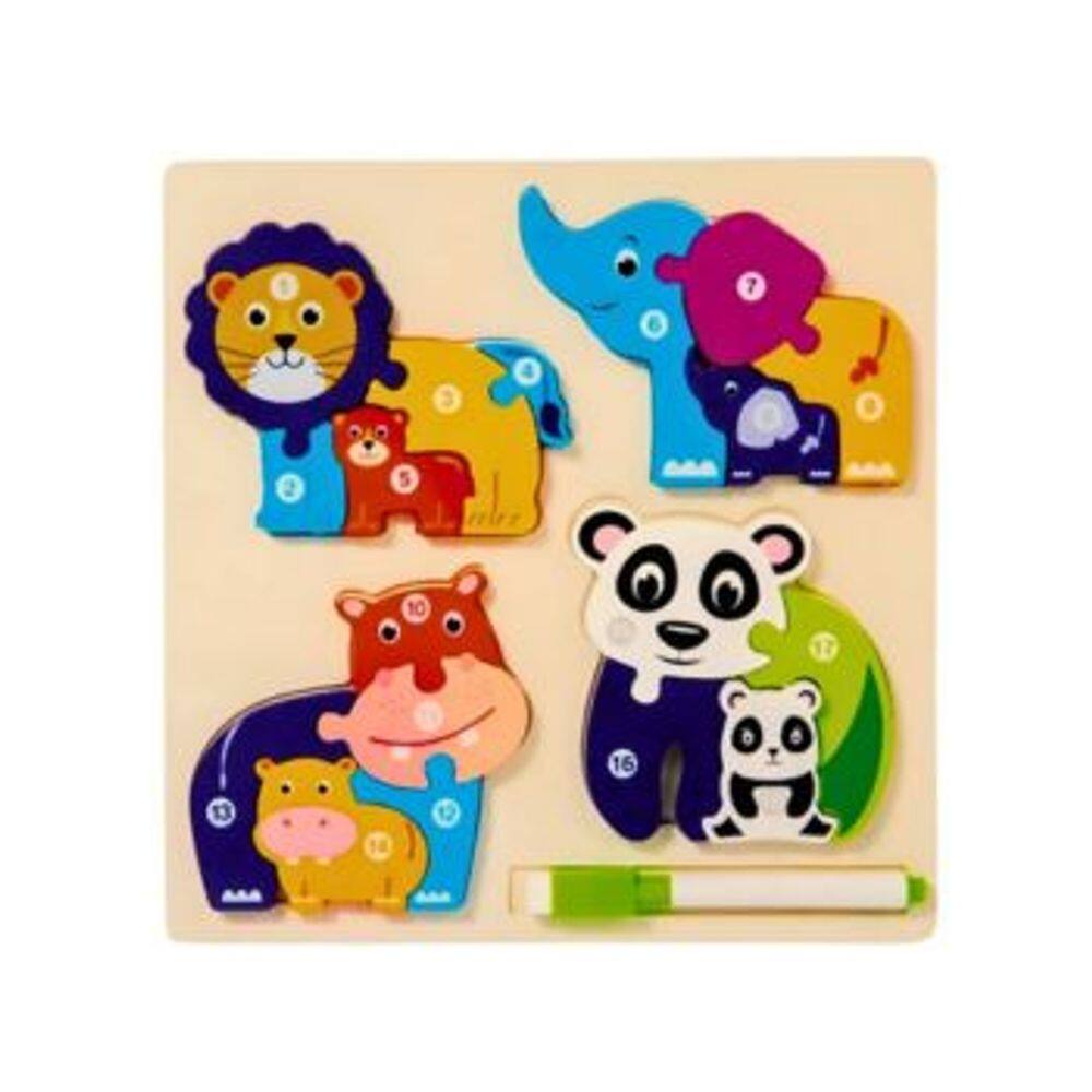 Quebra Cabeca Filhotes e Quadro Branco MDF Selva Floresta Toymix Brinquedo Recreativo Educativo