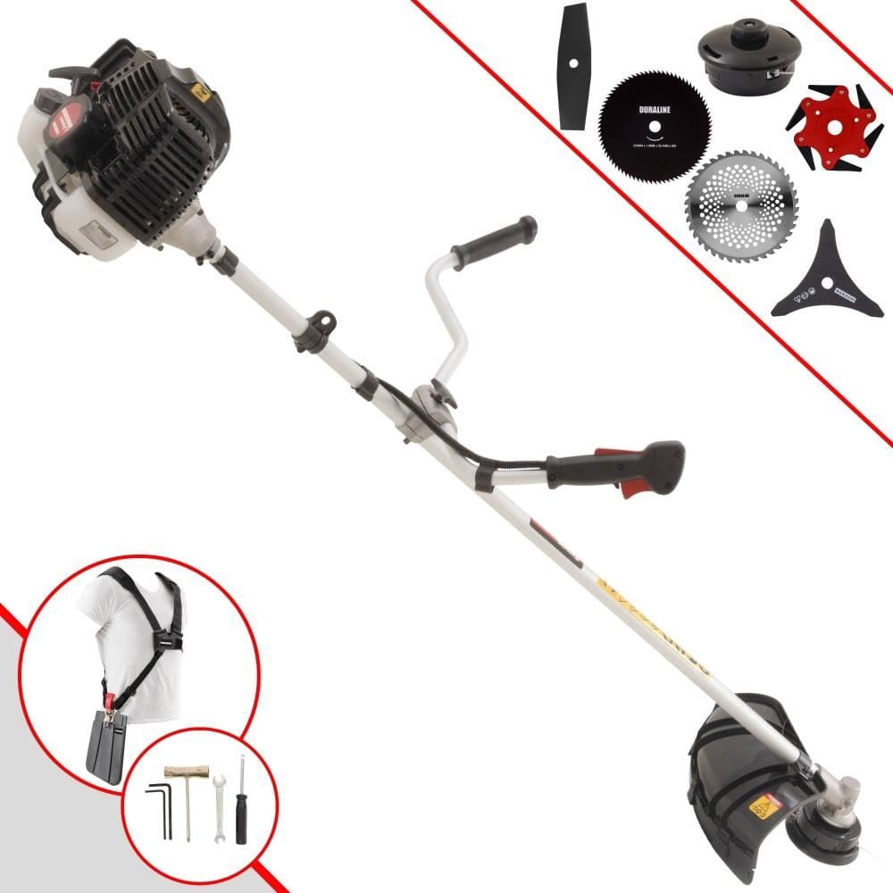 Roçadeira Profissional Completa Kawashima KW52-LE À Gasolina 2T 52cc 2,5HP de Potência Alta Rotação Com Carretel de Nylon + Kit 5 Lâminas de Cortes