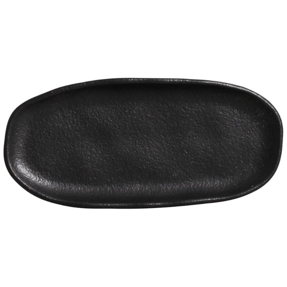 Kit 40 Travessas Oval Mini 16,5x8cm Rasa Cerâmica Preto Buffet Evento Antepasto