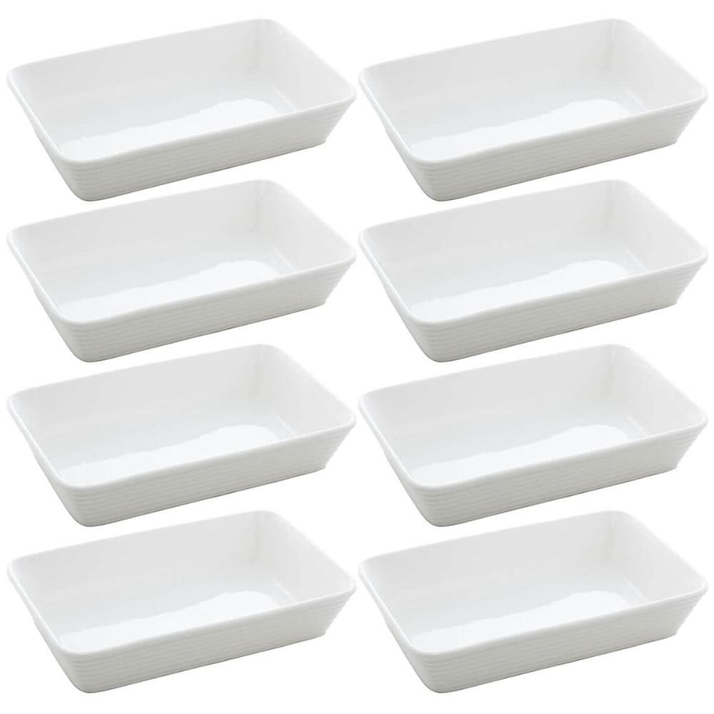 Kit 8 Travessas de Porcelana 20x15cm Refratários Restaurante Buffet Eventos Servir Lyor