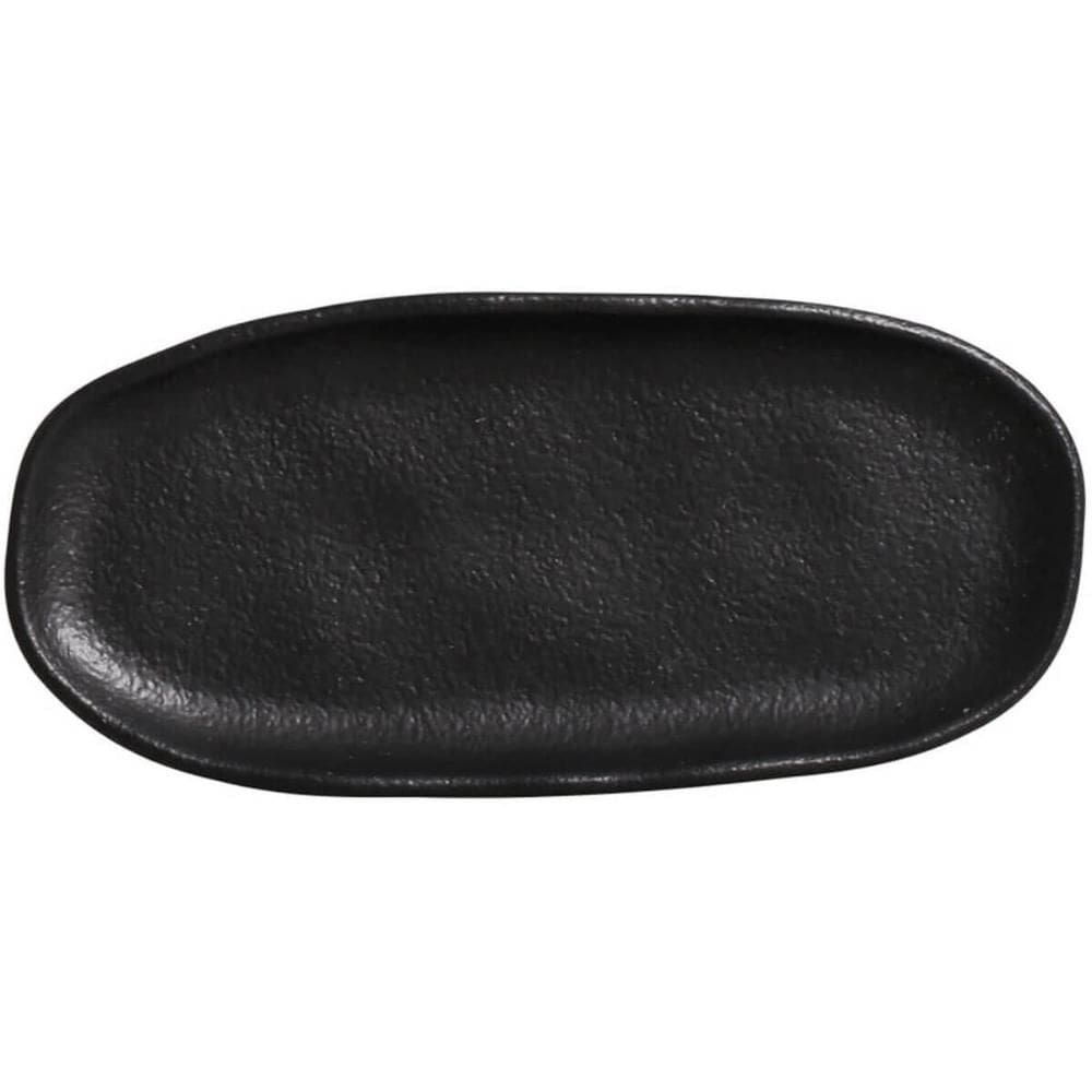 Kit 20 Travessas Sushi 16x8cm Rasas Cerâmica Orgânico Preto Matte Restaurante Japonês