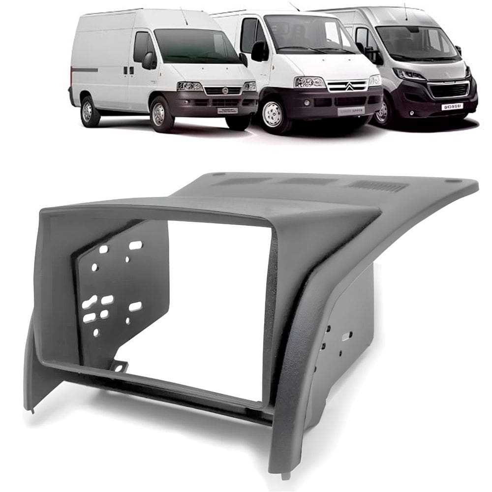 Moldura Painel Central 2 Din Som Dvd Ducato 2006 à 2017 Cinza