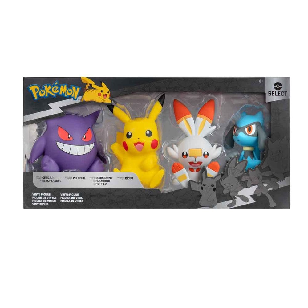 Bonecos Pikachu, Gengar, Scorbunny E Riolu - Pokémon