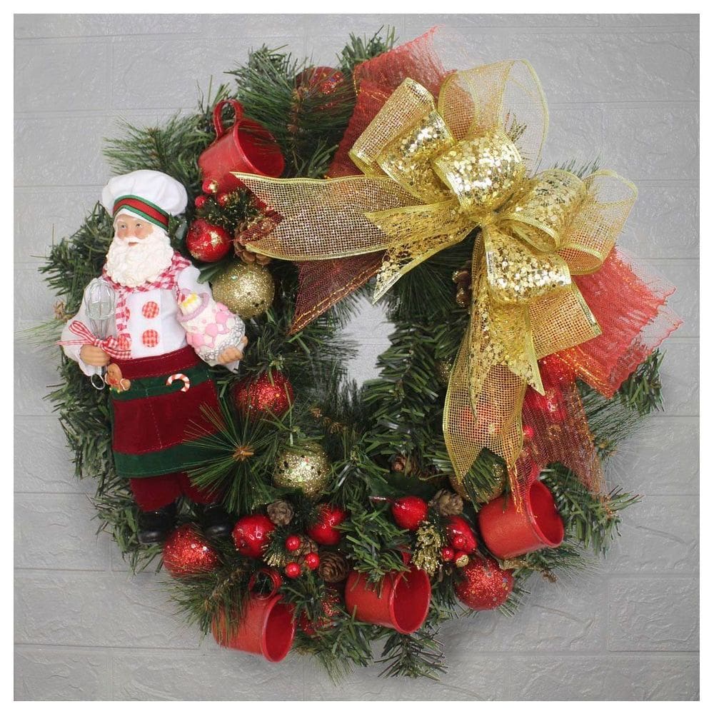Guirlanda Natalina Enfeite De Porta Papai Noel Confeiteiro 50cm