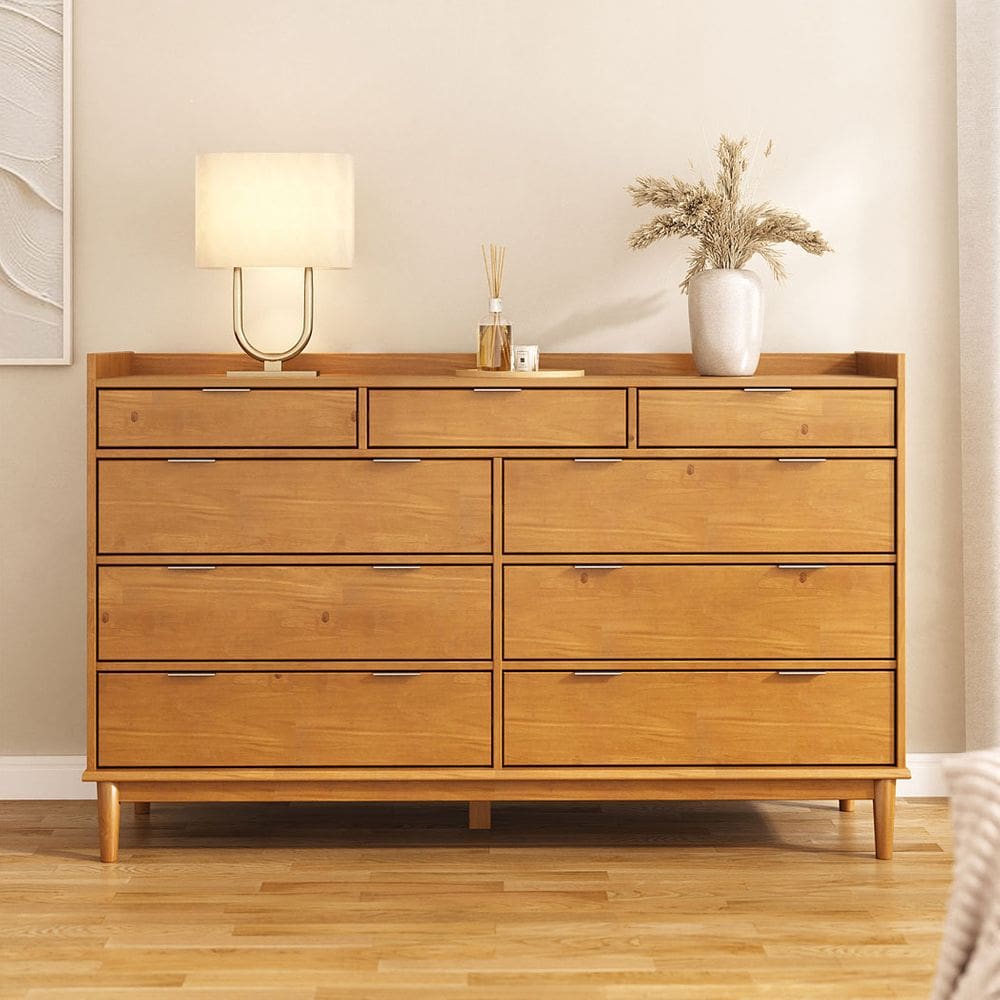 Cômoda Grande Madeira 9 Gavetas Para Quarto E Sala Lice