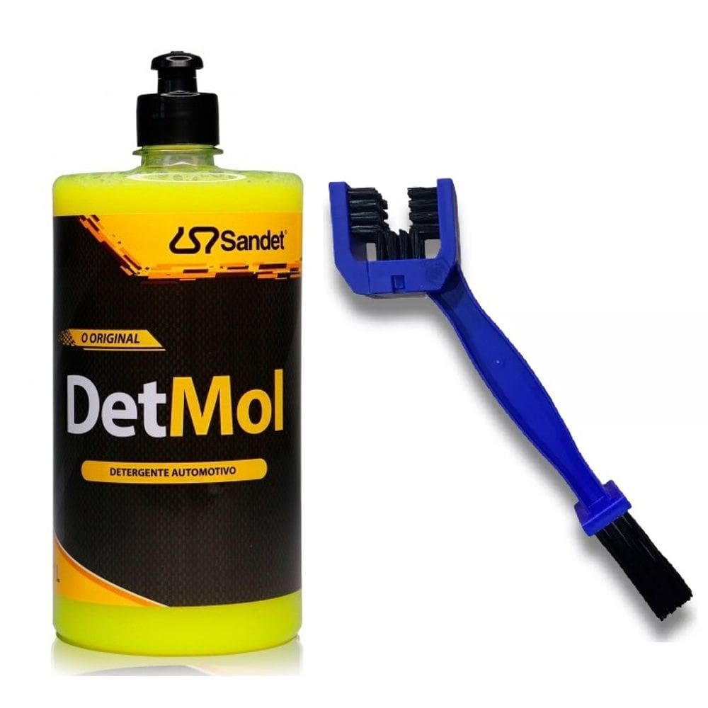 Detergente Automotivo 1L Limpeza Pesada Moto Detmol + Escova Corrente