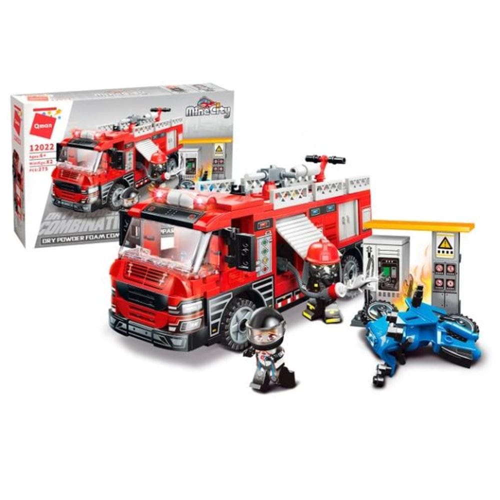 Bloco de Montar Qman Bombeiros ao resgate Posto de Combustível Mine City