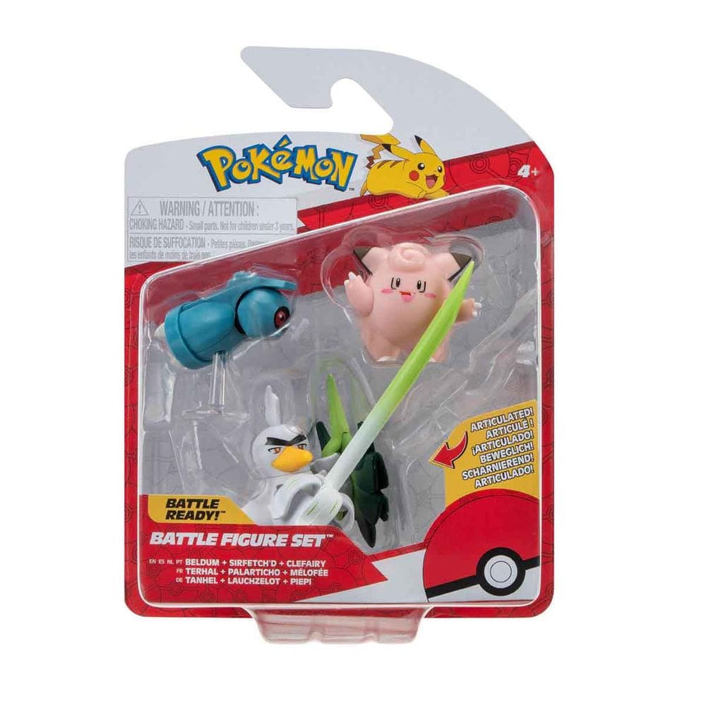 3 Bonecos Beldum, Sirfetch`D E Clefairy - Pokémon