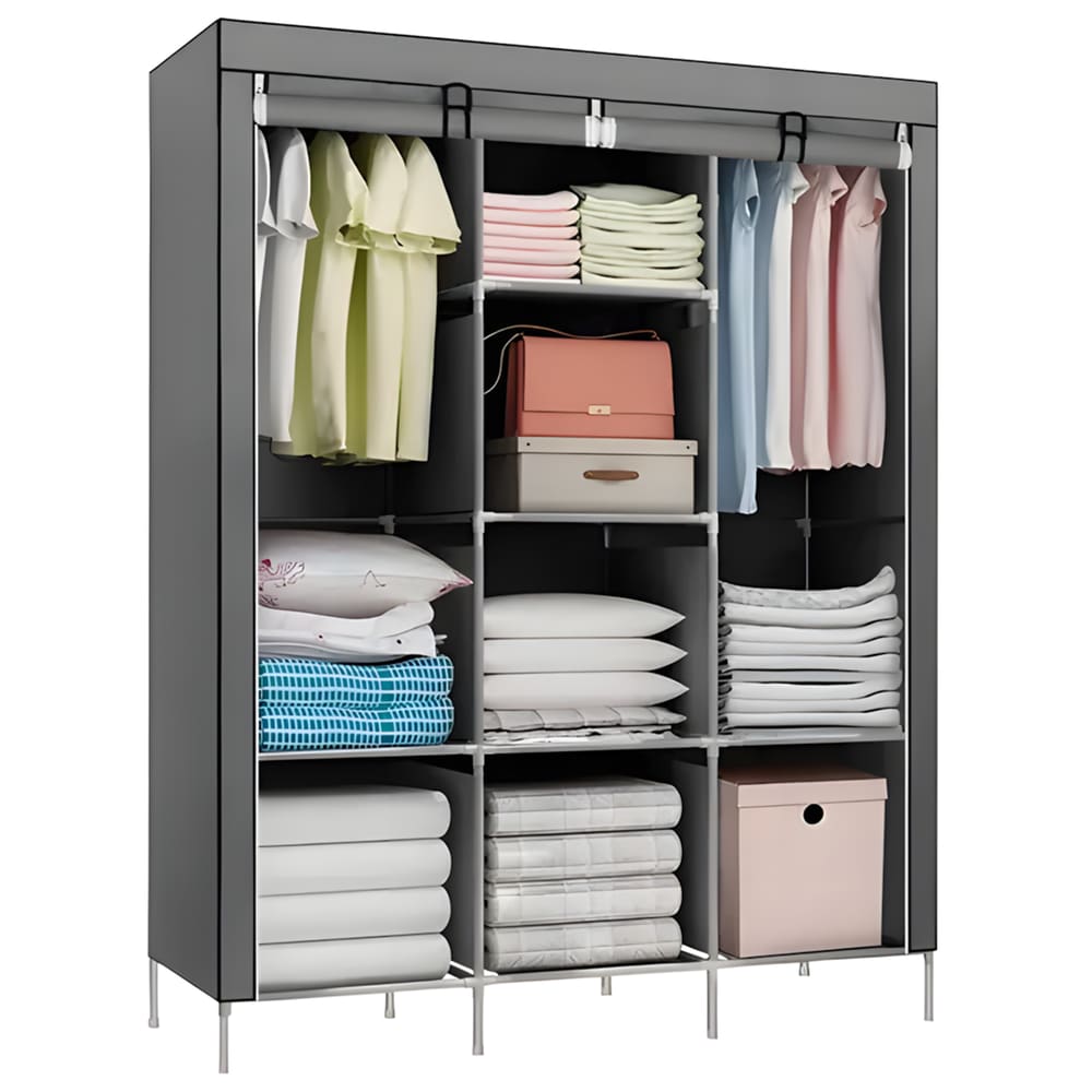 Guarda Roupa Dobrável Organizador De Roupa Cinza 88130b