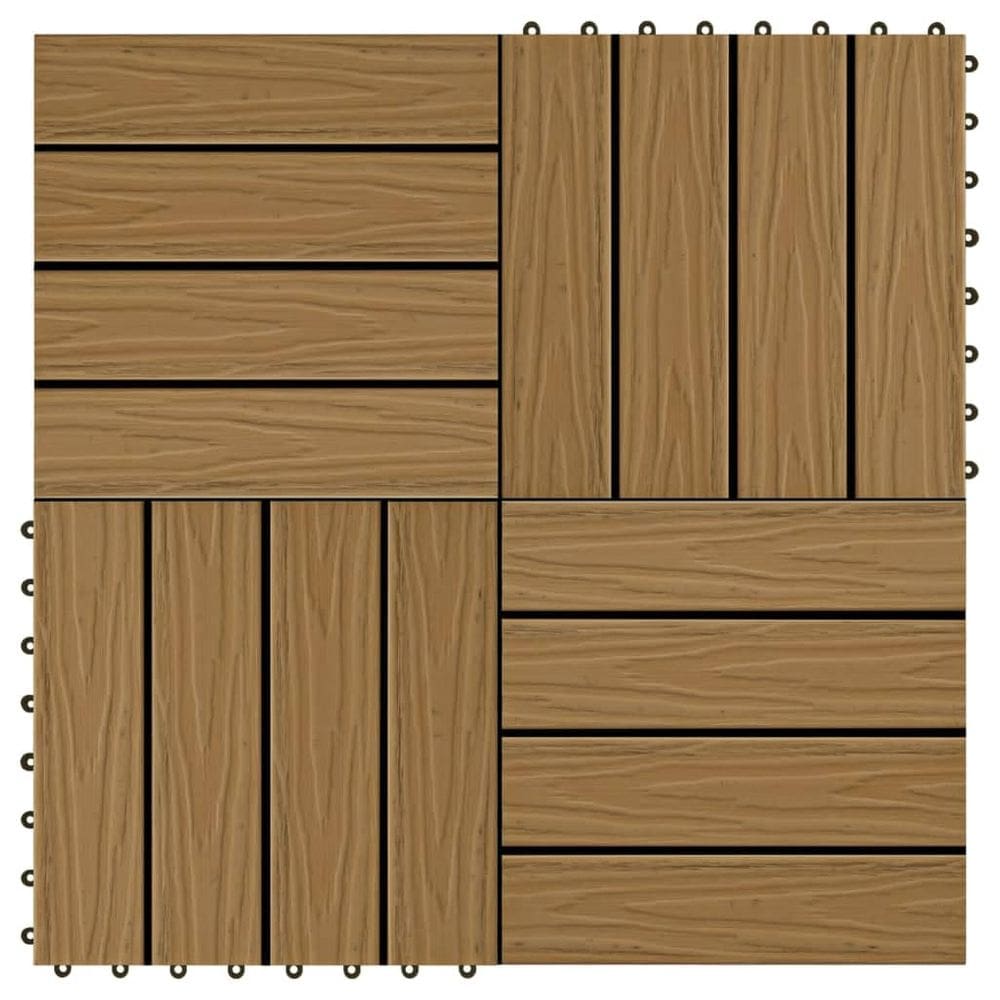 Telhas de deck vidaXL WPC cor de teca 30x30cm 11 peças