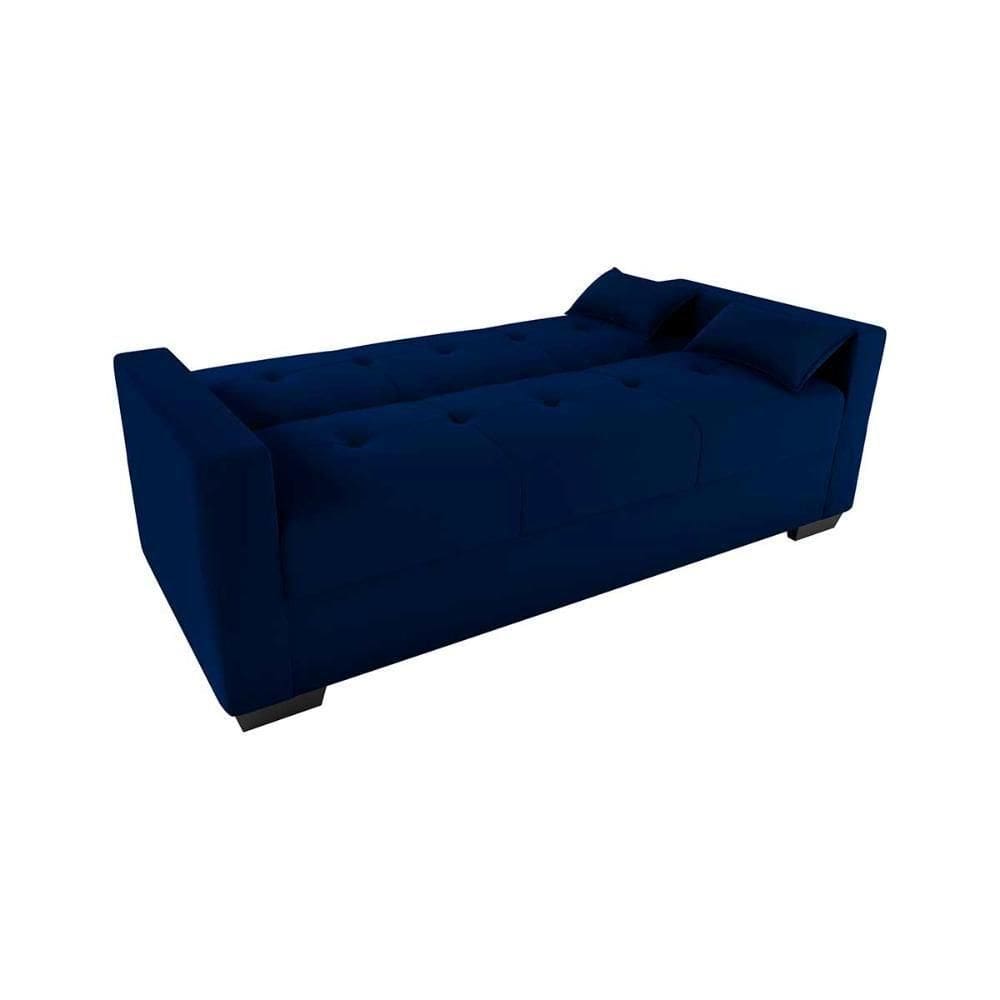 Sofá Cama 3 Lugares Reclinável Casal Premium 2,03 Larg Lavinia Matrix Suede Azul