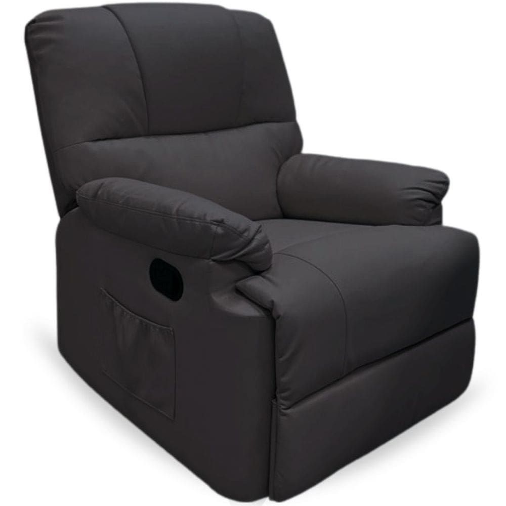 Poltrona Reclinável Massageadora Corino Papai Sofa Cadeira Massagem Relaxante Preta Importway Iwprm