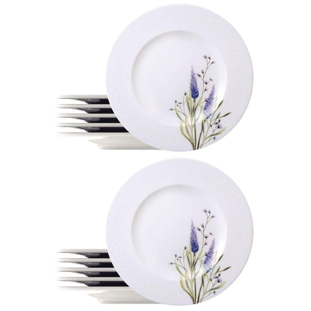 Kit 12 Pratos Rasos Porcelana Branca 28cm Tramontina Lilla Restaurante Eventos Mesa Posta