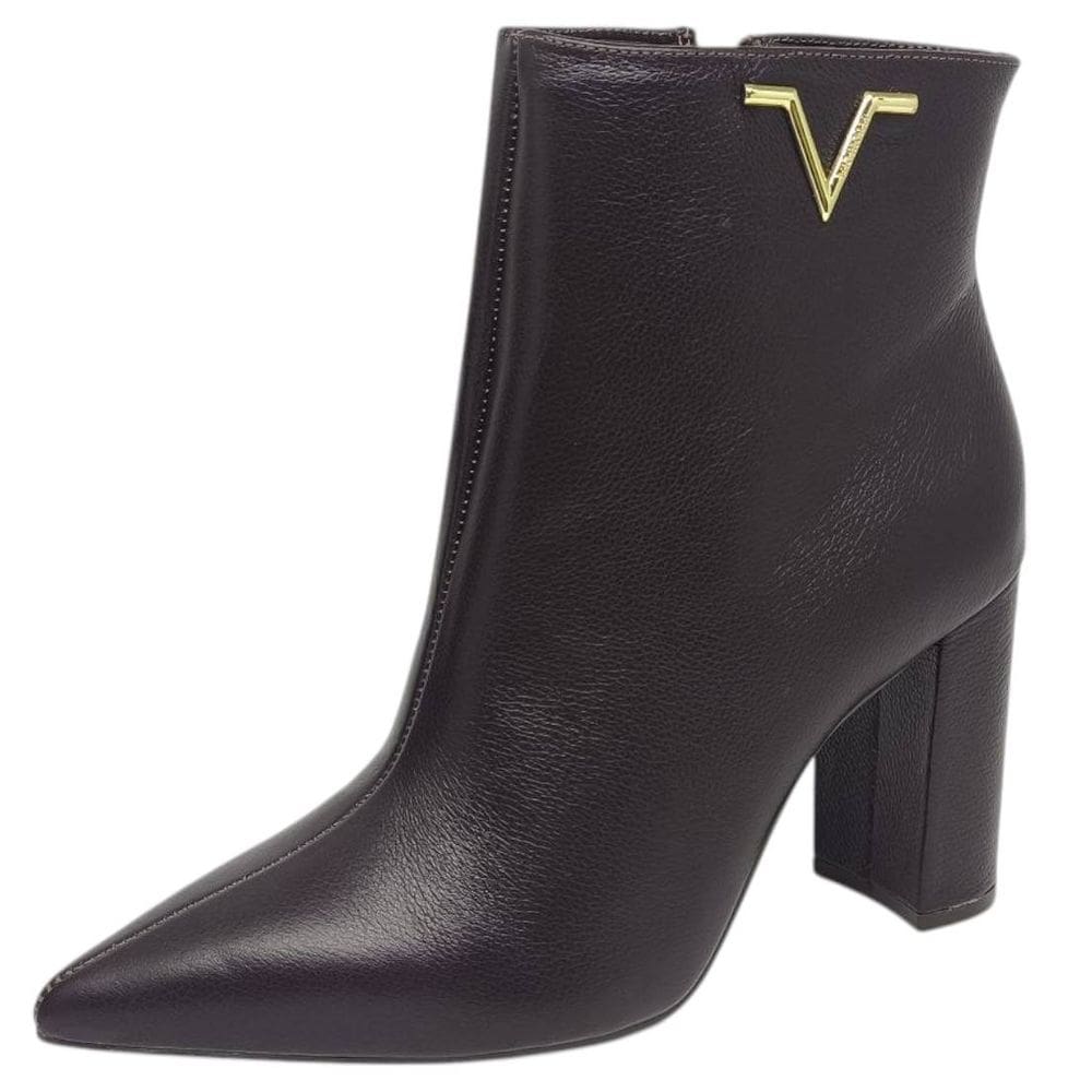 Bota Feminina Salto Bloco Couro Elegante Conforto Via Marte
