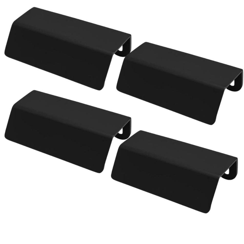 Kit 4 Puxadores Alças de Sobrepor Preto Fosco PV22 80 Para Móvel Armários Gavetas