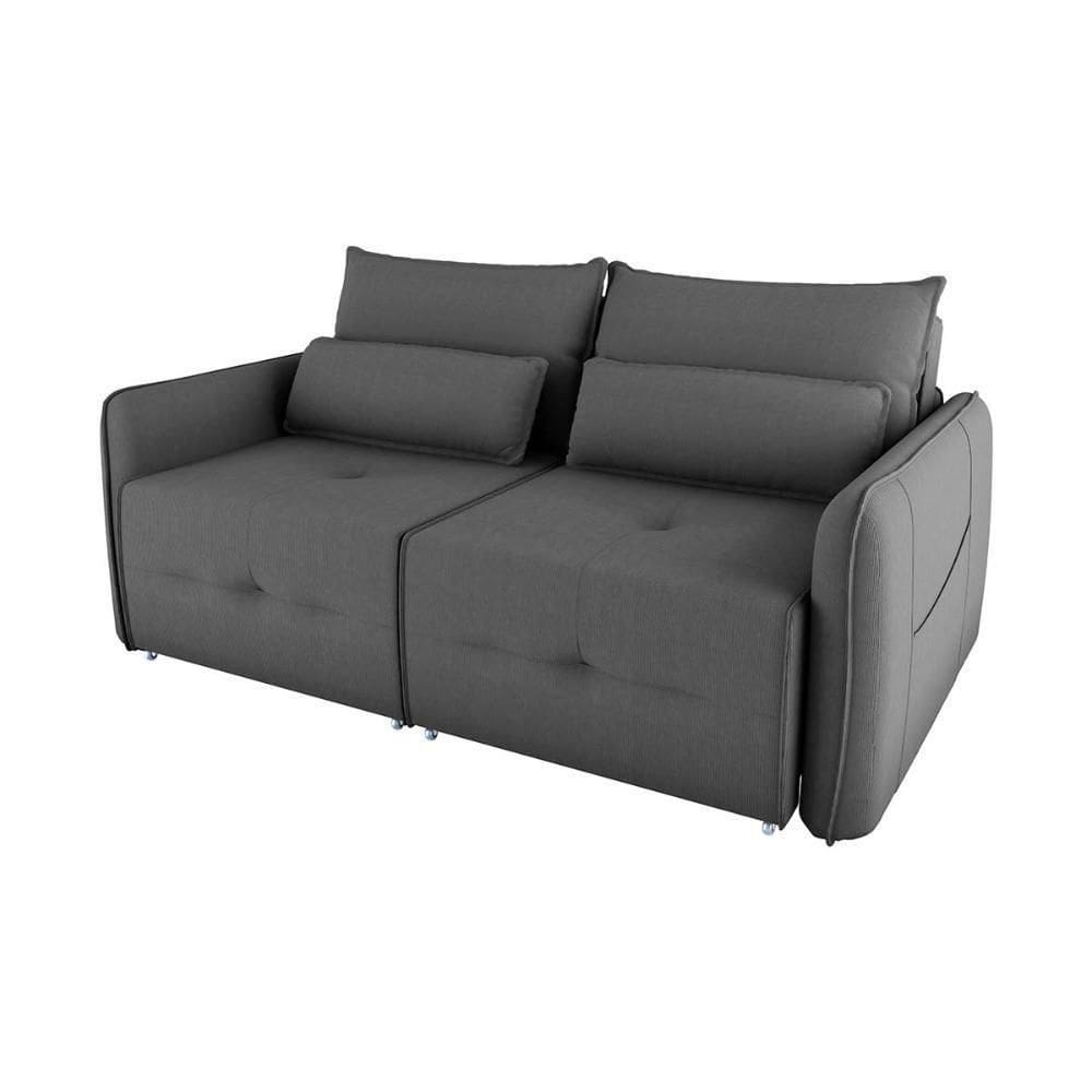 Sofá Cama 2 Lugares Com Com Assentos Divididos Premium Com Almofadas Celine Matrix Suede Cinza