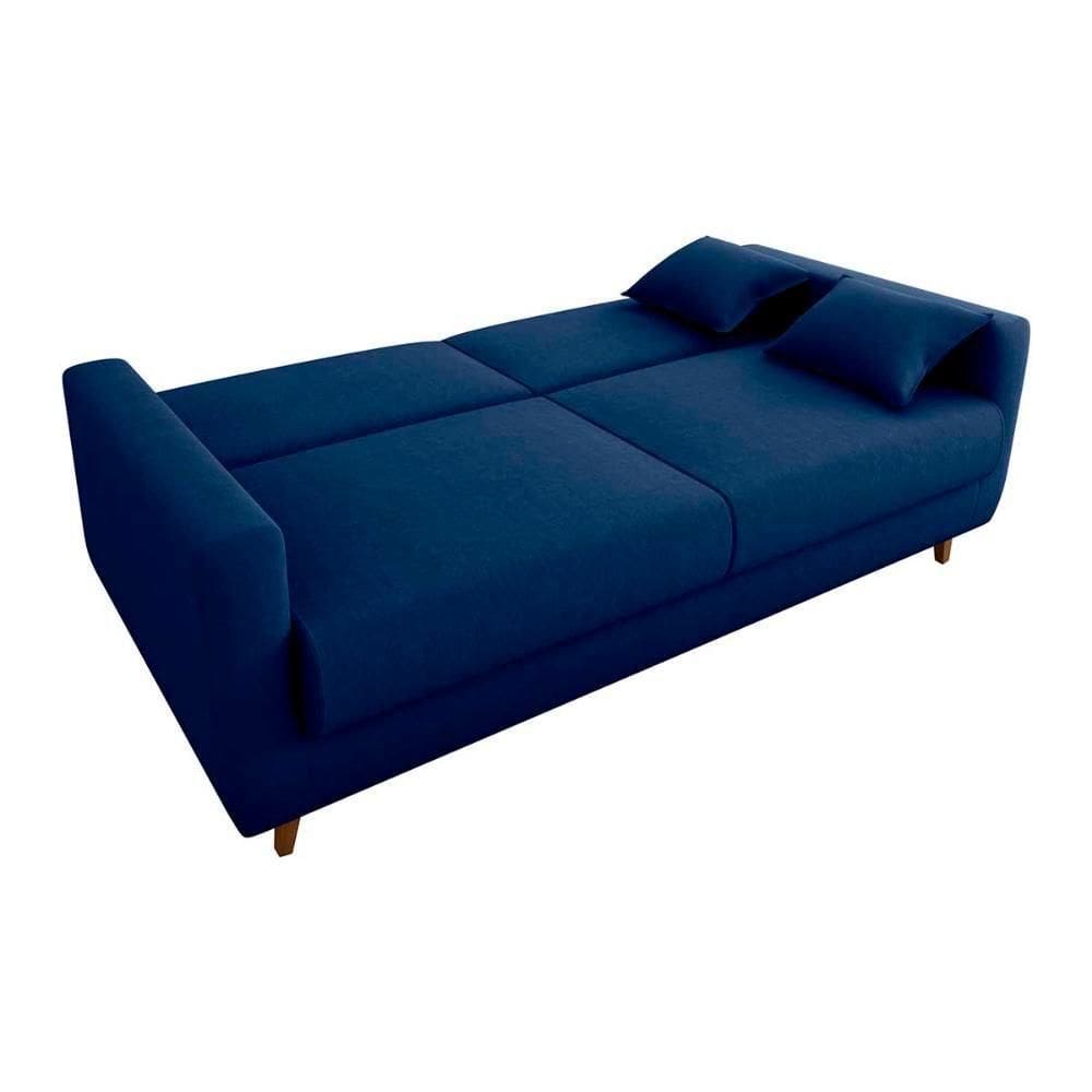 Sofá Cama Premium 3 Lugares 1,90 Larg Emilia Matrix Suede Azul
