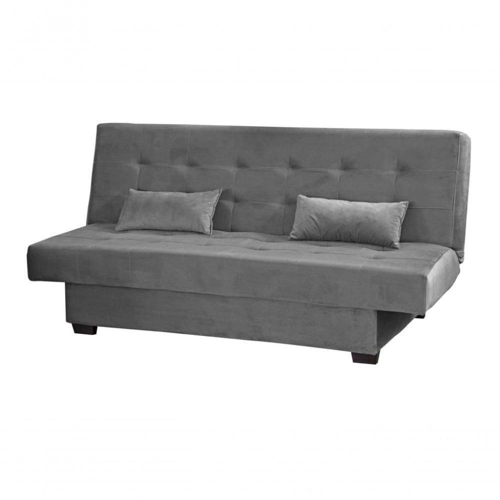 Sofá Cama 3 Lugares Casal Reclinável 190 Larg Laila Matrix Veludo Cinza