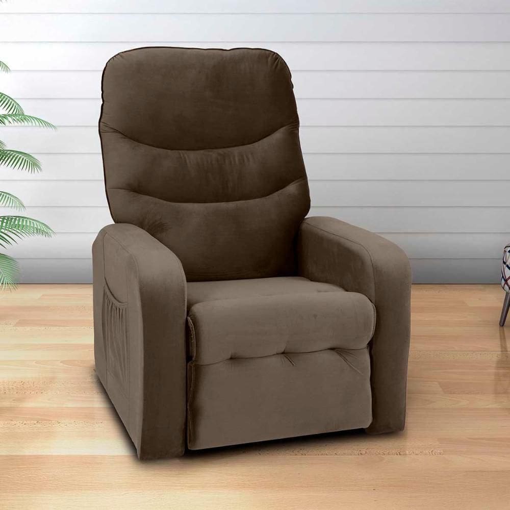 Poltrona Do Papai Reclinável Confortavél Punto Matrix Veludo Marrom