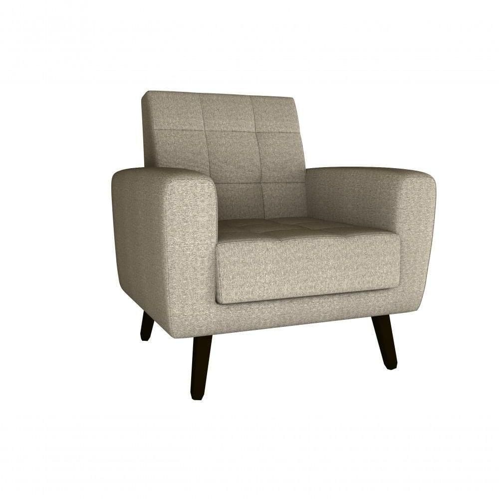 Poltrona Para Descanço Com Pés De Madeira Livia Matrix Linho Milenium Palha