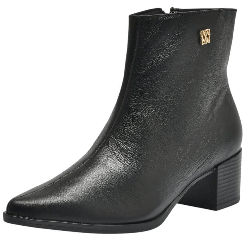 Bota Feminina Salto Bloco Conforto Couro Elegante Via Marte