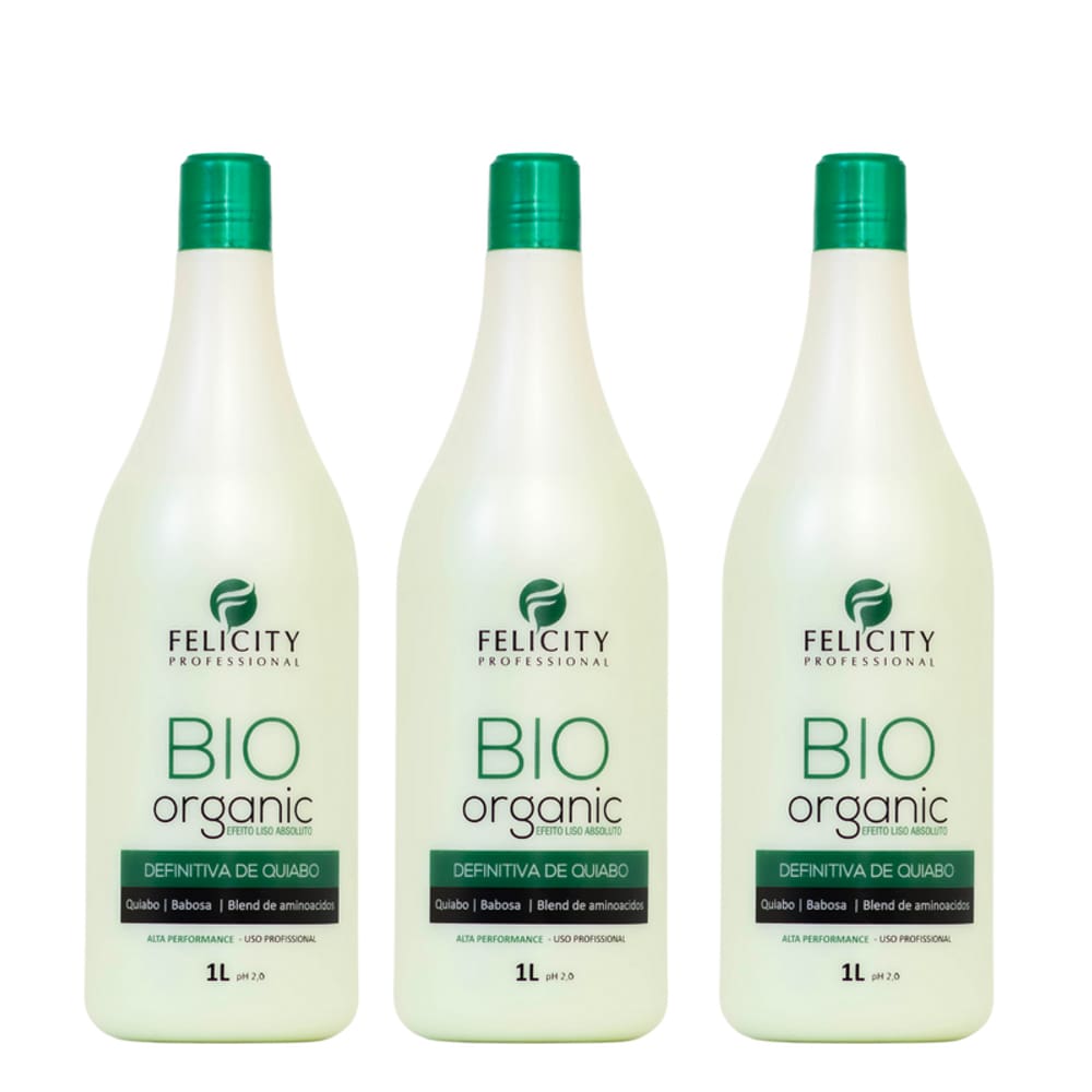 Kit C/3 Ativos Definitiva de quiabo Bio Organic Felicity 3x1