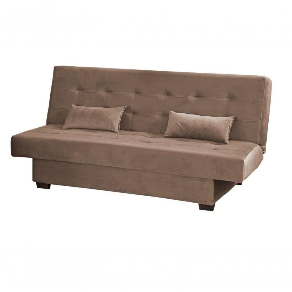 Sofá Cama 3 Lugares Casal Reclinável 190 Larg Laila Matrix Veludo Capuccino