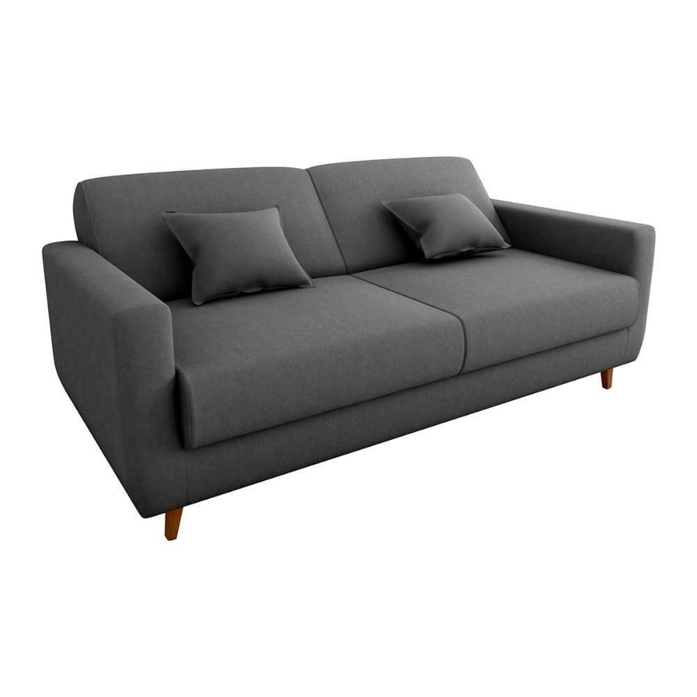Sofá Cama Premium 3 Lugares 1,90 Larg Emilia Matrix Suede Cinza