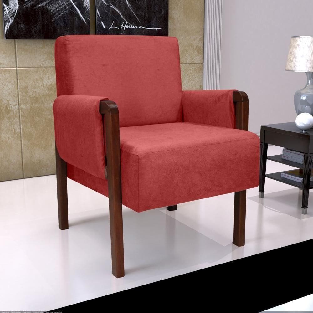 Poltrona Para Descanço Com Base Em Madeira Ariana Matrix Vermelho