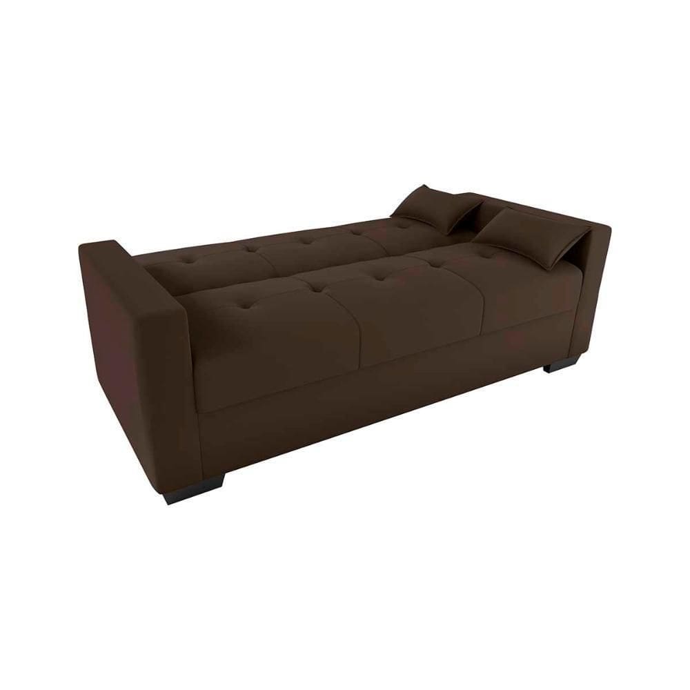 Sofá Cama 3 Lugares Reclinável Casal Premium 2,03 Larg Lavinia Matrix Suede Marrom
