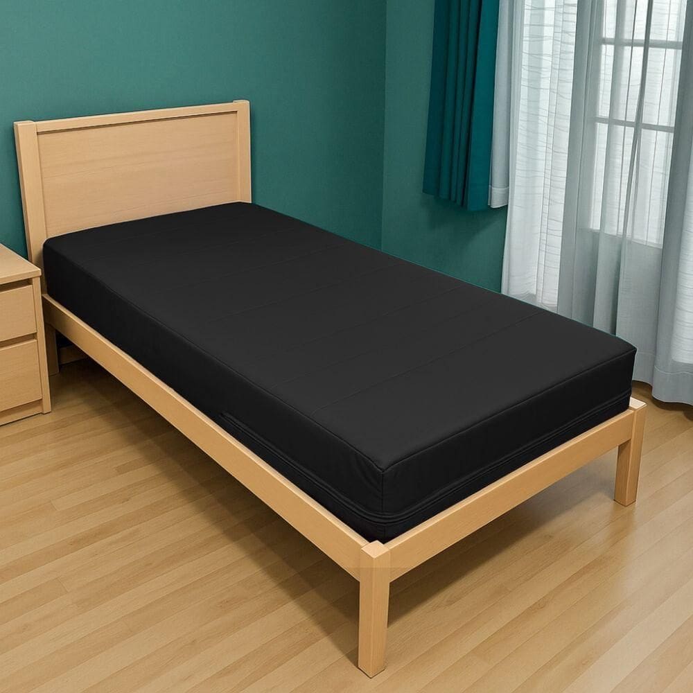 Capa Colchão Solteiro Impermeável Hospitalar Com Zíper - Preta 88x188x14cm