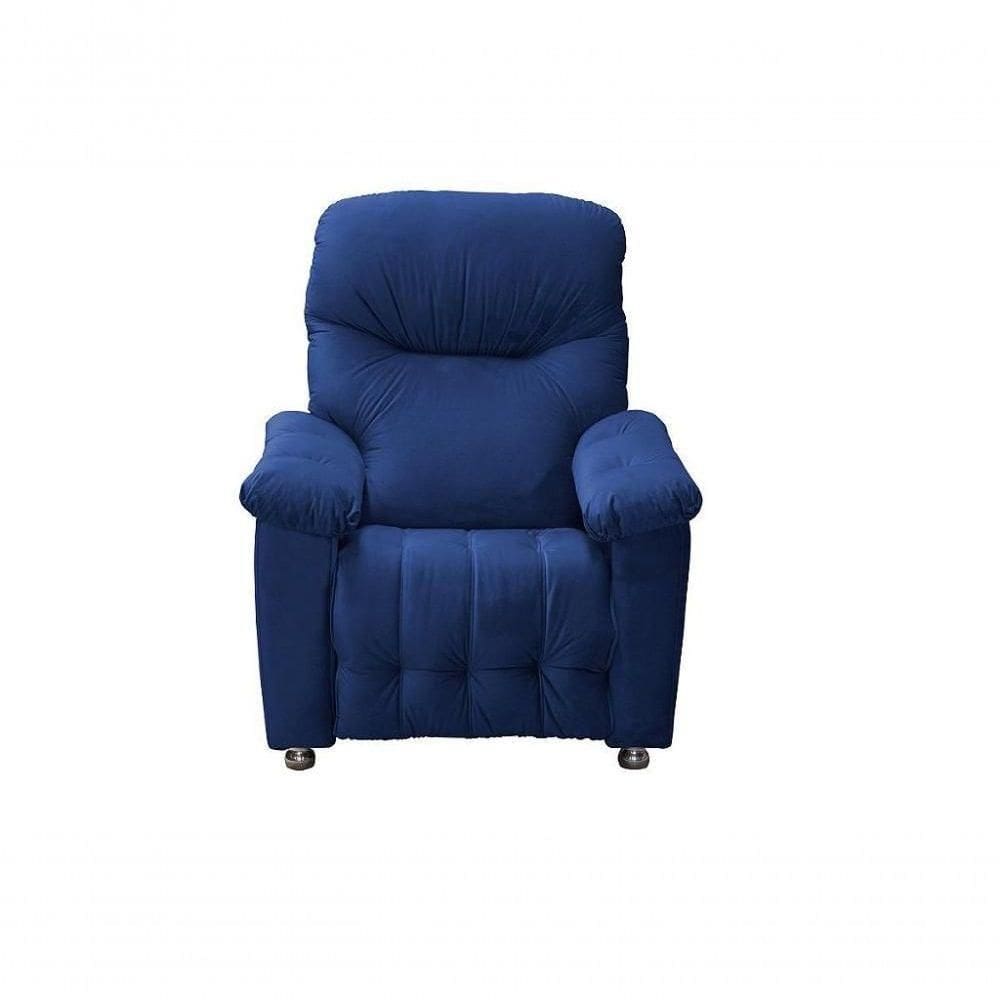 Poltrona Do Papai Reclinável Virtus Matrix Veludo Azul